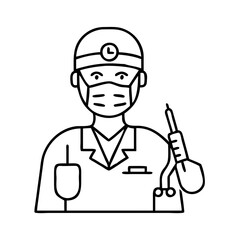 surgeon in scrubs icon, surgeon in scrubs line art - simple line art of surgeon in scrubs, perfect for surgeon in scrubs logos and icons