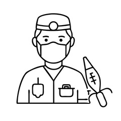 surgeon in scrubs icon, surgeon in scrubs line art - simple line art of surgeon in scrubs, perfect for surgeon in scrubs logos and icons