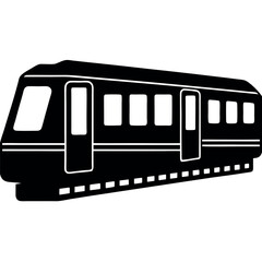 Subway Train Silhouette Icon – Black Metro Shape on White Background