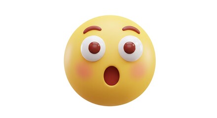 Fototapeta premium Surprised Emoji with Open Mouth and Wide Eyes on Isolated Background