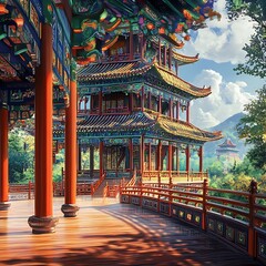 Historical wooden building detail from Chinese imperial architecture high resolution picture