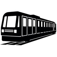 City Metro Train Silhouette – Front-Facing Subway Icon in Black and White