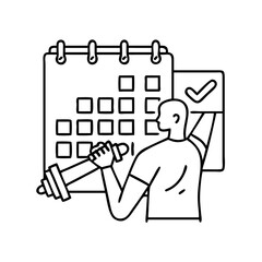workout plan icon, workout plan line art - simple line art of workout plan, perfect for workout plan logos and icons