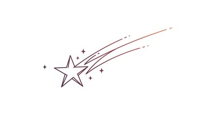 Minimalist Shooting Star Illustration with Tail Design on White Background