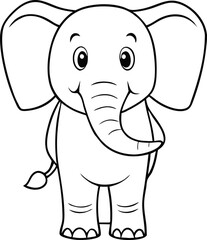 Elephant Coloring Book Vector Illustration