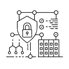 zero trust architecture icon, zero trust architecture line art - simple line art of zero trust architecture, perfect for zero trust architecture logos and icons