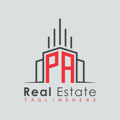 initial monogram logo for real estate with Home and Building shape creative design.