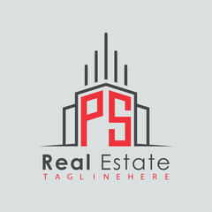 Obraz premium initial monogram logo for real estate with Home and Building shape creative design.