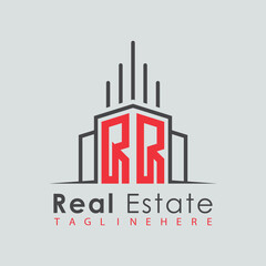 Obraz premium initial monogram logo for real estate with Home and Building shape creative design.