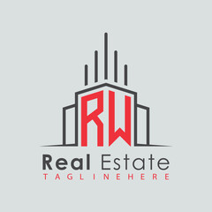 Obraz premium initial monogram logo for real estate with Home and Building shape creative design.