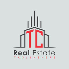 Obraz premium initial monogram logo for real estate with Home and Building shape creative design.