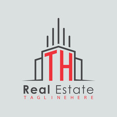 initial monogram logo for real estate with Home and Building shape creative design.