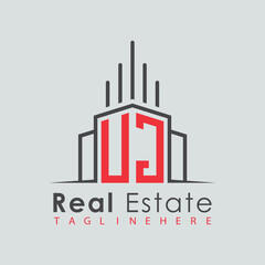 Obraz premium initial monogram logo for real estate with Home and Building shape creative design.
