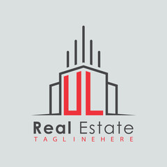 Obraz premium initial monogram logo for real estate with Home and Building shape creative design.