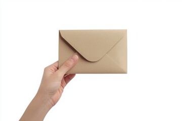 Fototapeta premium Hand holding envelope isolated white background