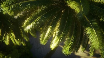 Fototapeta premium Aerial View of Tropical Palm Leaves in Flat Lay Arrangement