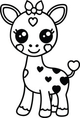 Cute sticker style vector illustration of a kawaii giraffe