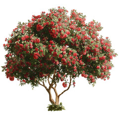 Fototapeta premium Lush Red Camellia Tree in Full Bloom A Stunning Floral Springtime Image