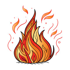 Vibrant Fire Flames Illustration with Dynamic Movement and Energetic Colors