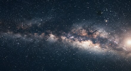 Fototapeta premium A breathtaking view showcasing the mesmerizing beauty of the milky way at night, shining brightly.