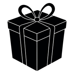 silhouette gift box icon isolated on white  background 