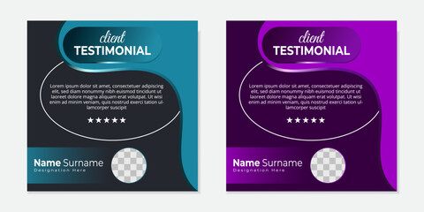 Modern and professional creative clients testimonial or clients feedback review template design with clean organic shapes