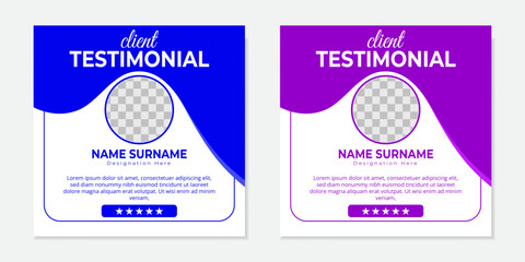 Modern and professional creative clients testimonial or clients feedback review template design with clean organic shapes