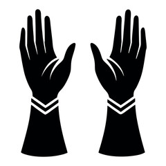 hands raised on white background 