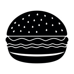 hamburger silhouette icon on white background