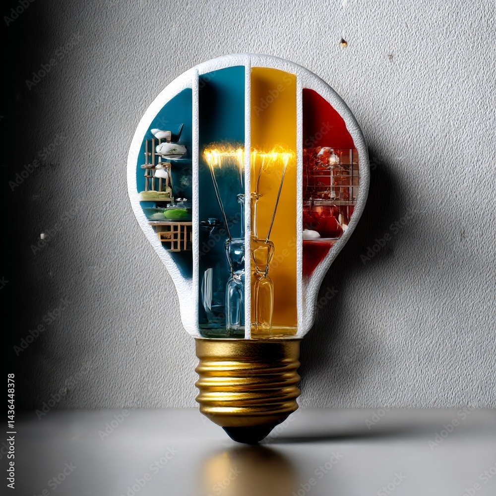 Poster abstract light bulb: a conceptual representation of ideas, innovation, and creative processes throug