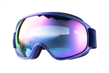ski goggles with reflective lenses isolated on white background PNG