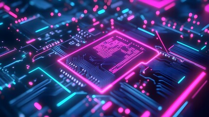 Obraz premium Vibrant Neon Blue and Pink Wave Background with Glowing Effects