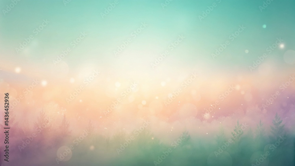 Poster dreamlike pastel forest at dawn a serene and magical winter scene with soft light and bokeh effects
