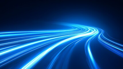 Abstract Blue Light Trails on a Dark Background for Design Use
