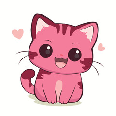 anime cartoon character orange color cute cat in spring, drawing, happy cute, art, animal, kitten, pet, graphic, cat