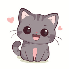 anime cartoon character orange color cute cat in spring, drawing, happy cute, art, animal, kitten, pet, graphic, cat