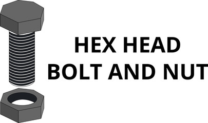 A hex head bolt and nut is a fastener set where the bolt has a six-sided head, and the nut secures it, commonly used for strong mechanical connections