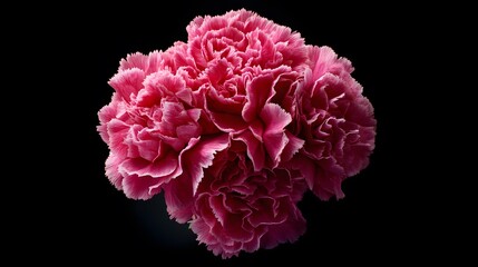 Naklejka premium Vibrant Pink Carnations in Top Down View Against Black Background Showcasing Beauty and Elegance
