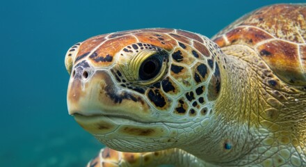 Close-Up Portrait of a Sea Turtle's Face