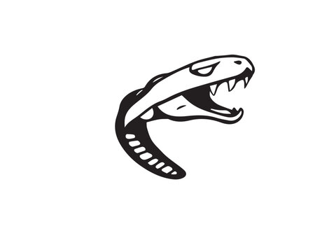 Snake silhouette on white background. Snake icon. Snake logo. Vector illustration. 
