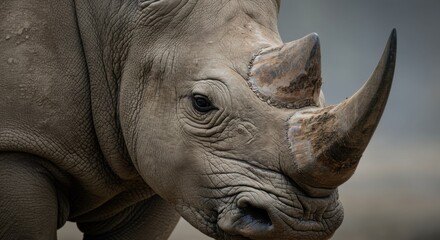 Obraz premium Close-Up Portrait of a Rhino's Face