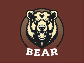 Bear logo design. Bear Head Logo. Angry Bear. Vector logo illustration. 