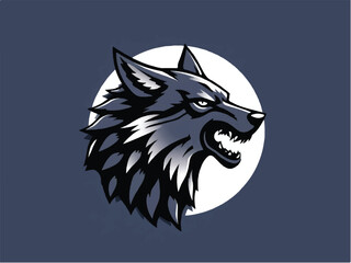 Wolf logo. Wild head wolf fierce face logo design. Wolf head icon, wolf head simple logo vector silhouette. 