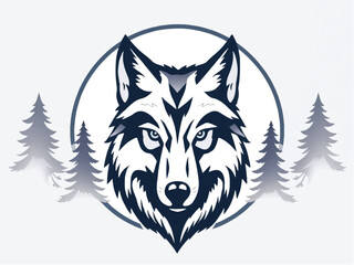 Wolf logo. Wild head wolf fierce face logo design. Wolf head icon, wolf head simple logo vector silhouette. 