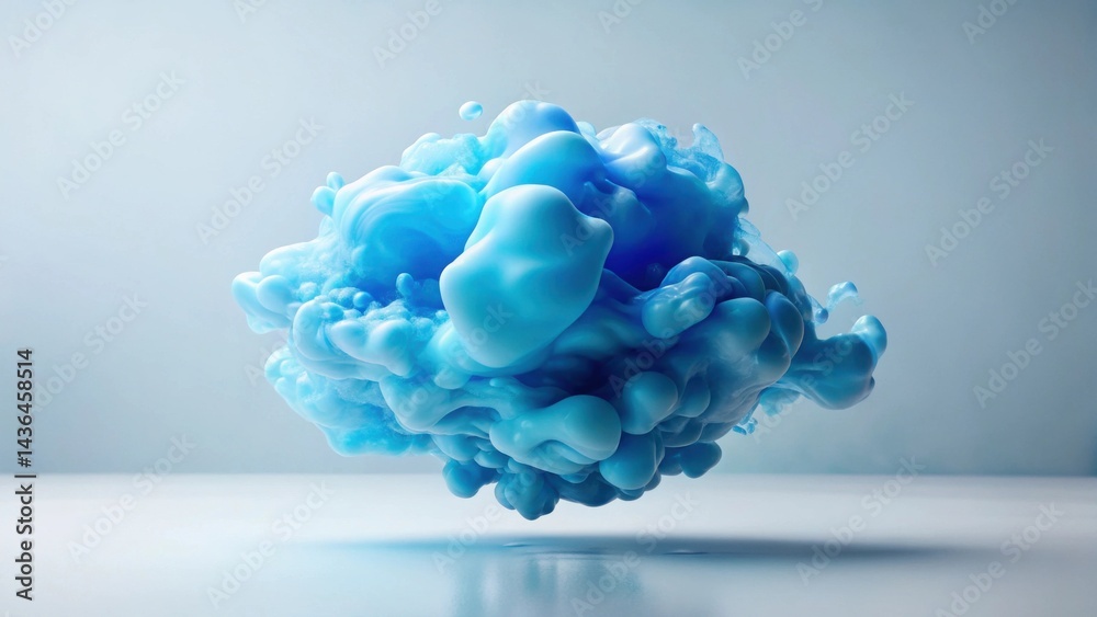 Poster abstract light blue fluid swirls in motion, a serene and ethereal composition, evoking feelings of c