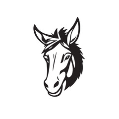 Donkey head silhouette on white background. Donkey icon. Donkey logo. Vector illustration.