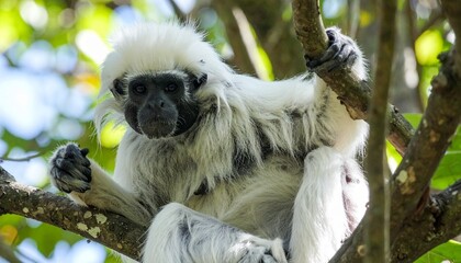 Obraz premium golden snub-nosed monkey, on the tree