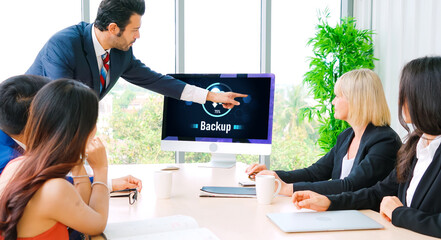 Backup Storage Data Internet Technology Business concept. Database storage cloud technology file...