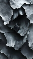 Obraz premium Abstract grayscale image of cracked textured surface resembling peeling paint or layered material Depth and shadow cr