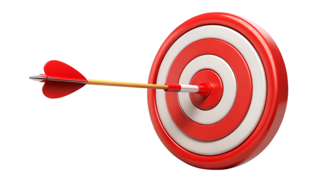 target with red arrow isolated on white background PNG
